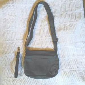 Small Leather Crossbody Purse in Gray